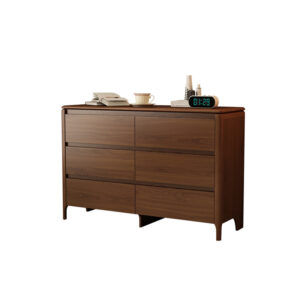 Walnut Wood 6-Drawer Chest