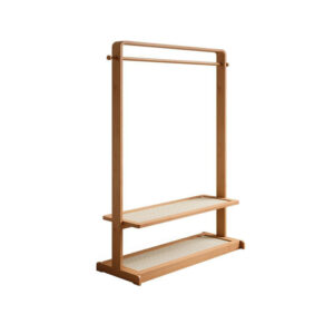 Multifunctional mobile natural bamboo garment rack