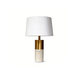Brushed Gold Marble Table Lamp with Fabric Shade