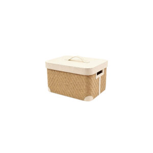 Woven Leather Storage Box with Handle