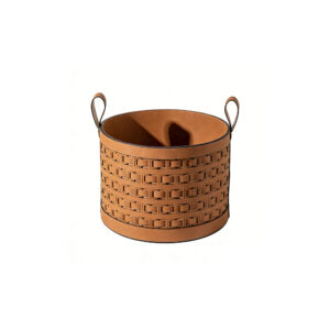 Lattice Pattern Leather Storage Basket