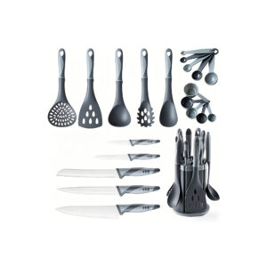 21-Piece Premium Rotating Kitchen Utensil and Knife Set with Measuring Tools