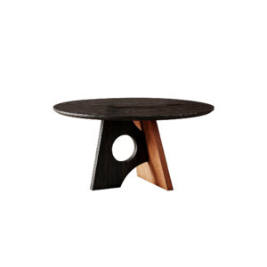 Modern Round Dining Table with Dual-Tone A-Frame Base