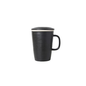 Textured Ceramic Tea Mug with Infuser and Lid