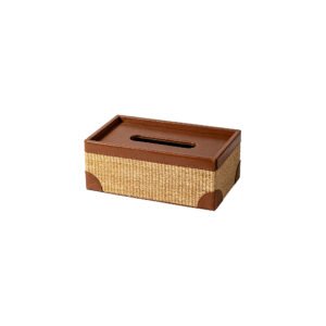 Natural Rattan Weave Walnut Wood Tissue Box
