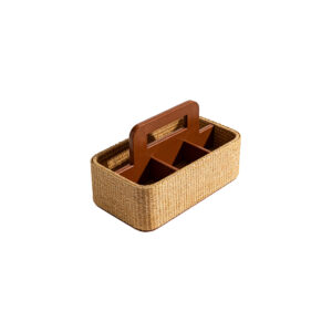 Natural Rattan Weave Multi-Compartment Storage Caddy