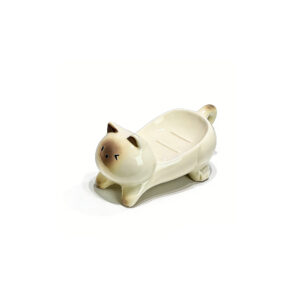 Cute Siamese Cat Ceramic Soap Dish with Drainage
