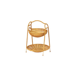 Hand-Woven Bobai Rattan 2-Tier Hanging Fruit Stand