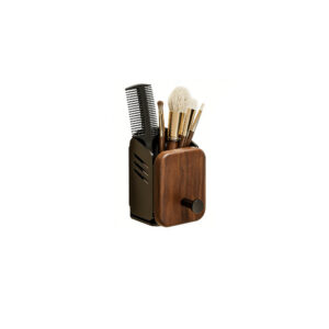 No-Drill Walnut & Aluminum Wall-Mounted Storage Organizer