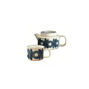 Blue Sea Sunflower Ceramic Tea Set with Teapot & Cups, Set of 4
