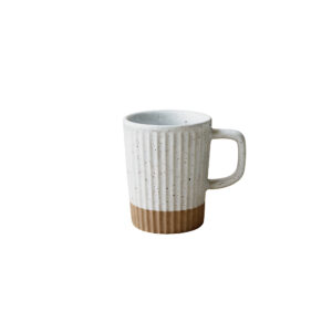Textured Ribbed Ceramic Mug with Speckle Glaze
