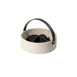 Round Divided Storage Basket with Leather Handle