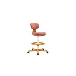 Adjustable Coral Polyester Drafting Stool with Footrest