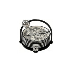 Ink Landscape Ceramic Small Plate Set with Holder, Set of 6