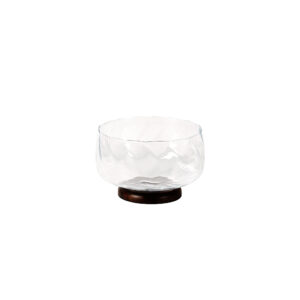 Clear Glass Fruit Bowl with Solid Wood Base