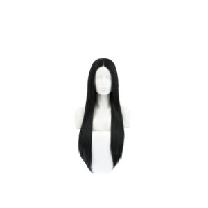 Premium Synthetic Lace Front Long Silky Straight Wig Natural Black Heat Resistant Fiber Daily Wear Glueless Hairpiece