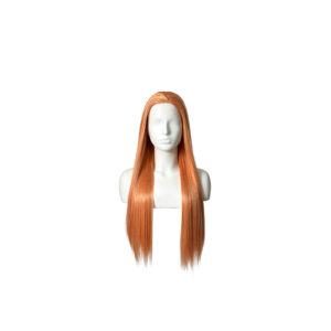 Premium Ginger Orange Silk-Straight Lace Front Wig Breathable Synthetic Heat-Resistant Long Hair