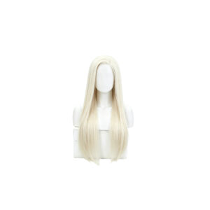 Premium Platinum Blonde Long Straight Lace Front Wig - Heat Resistant Synthetic Hair