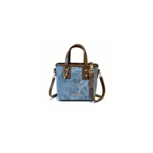 Premium Urban Denim-Texture PU Leather Mini Tote