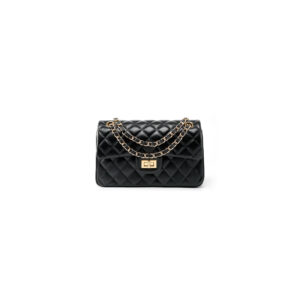 Elegant Quilted Top Layer Cowhide Leather Double Flap Crossbody Bag with Adjustable Gold Chain