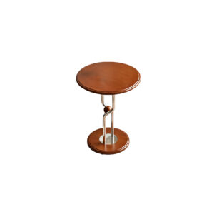 Mid-Century Vintage Solid Wood End Table with Stainless Steel Base