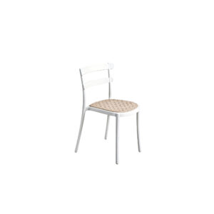 Minimalist Scandinavian Dining Chair with Faux-Woven Rattan Texture
