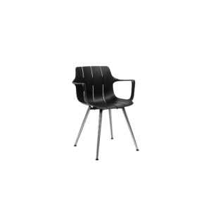 Stecca Ribbed PP Arm Chair with Metal Legs