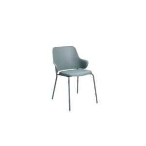 Nordic Sage Contoured Dining Chair with Integrated Sculpted Armrests