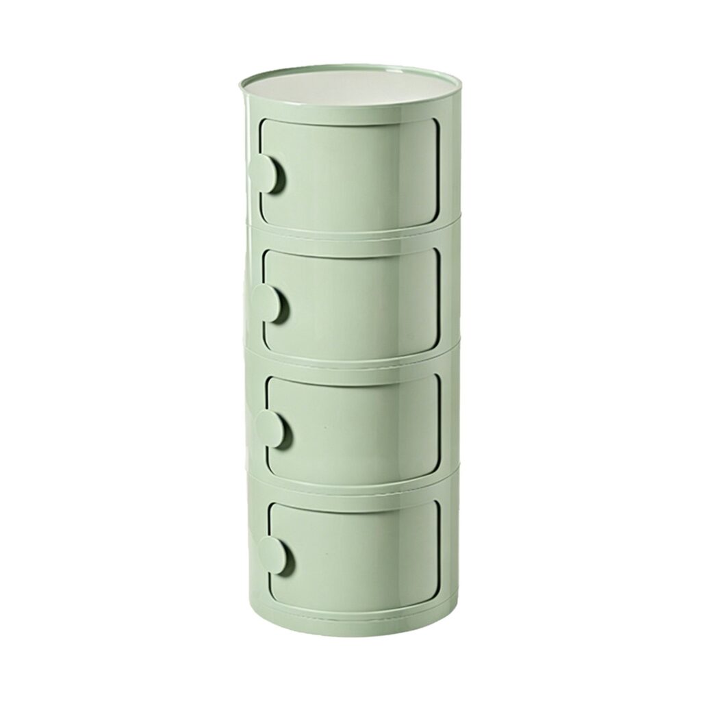 Round Bedside Cabinet in Green, white-background front or three-quarter view