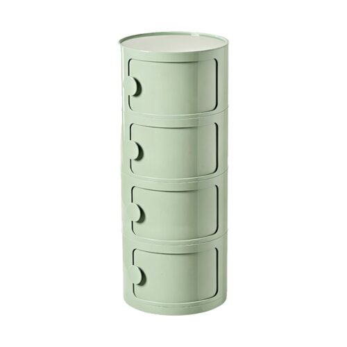 Round Bedside Cabinet in Green, white-background front or three-quarter view