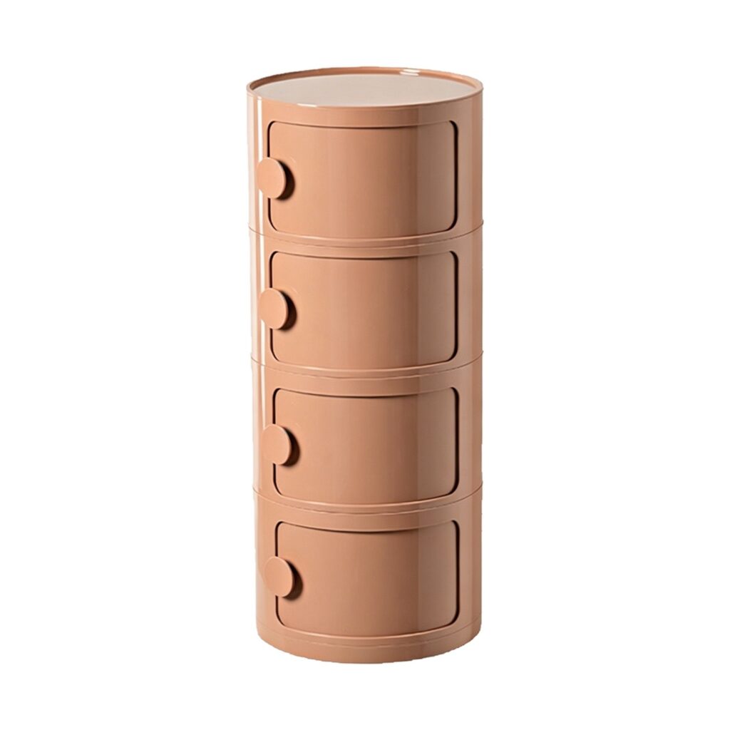 Round Bedside Cabinet in Orange, white-background front or three-quarter view