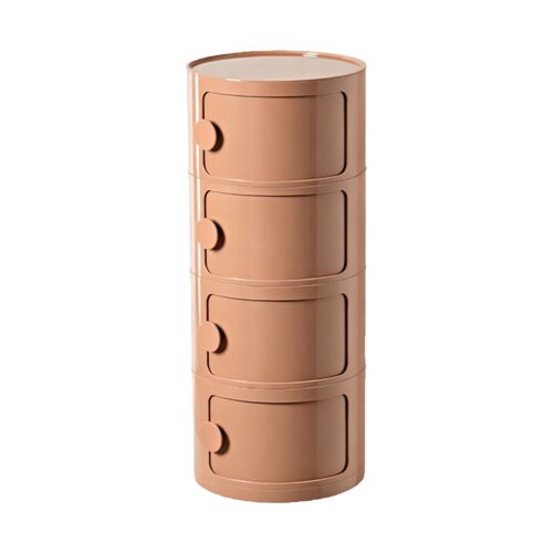Round Bedside Cabinet in Orange, white-background front or three-quarter view