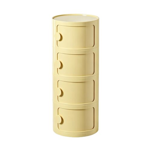 Round Bedside Cabinet in Yellow, white-background front or three-quarter view