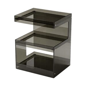 C-Frame Acrylic Bedside Table in Grey, white-background front or three-quarter view
