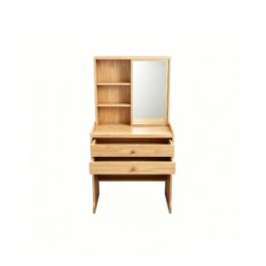 Vanity Table Set in Wood, white-background rear or detail view
