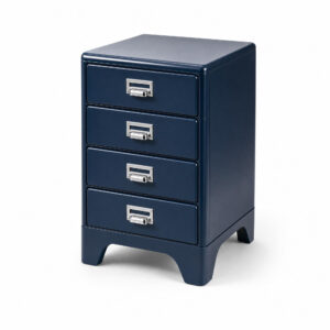Narrow Storage Cabinet in Blue, white-background front or three-quarter view