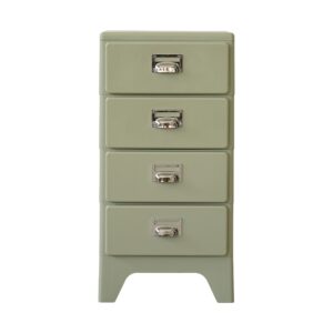 Narrow Storage Cabinet in Green, white-background front or three-quarter view