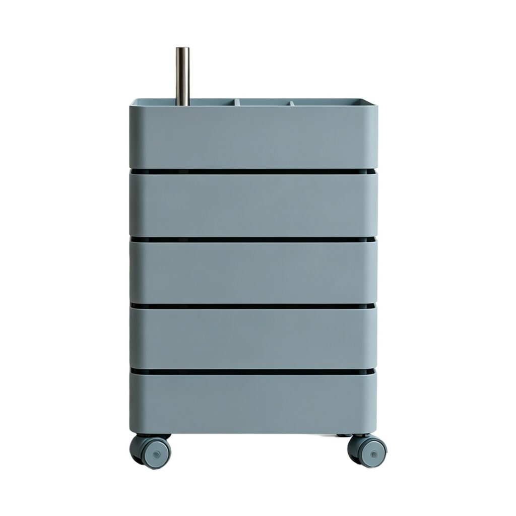 Rotating Storage Cabinet in Blue, white-background front or three-quarter view