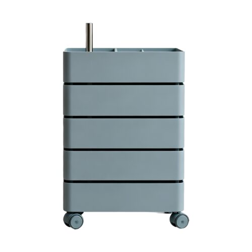 Rotating Storage Cabinet in Blue, white-background front or three-quarter view