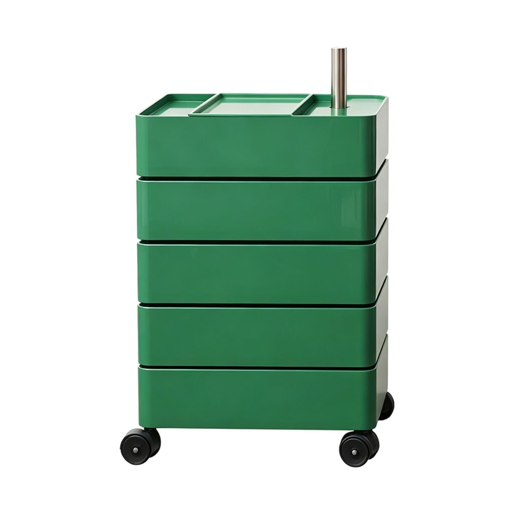 Rotating Storage Cabinet in Green, white-background front or three-quarter view