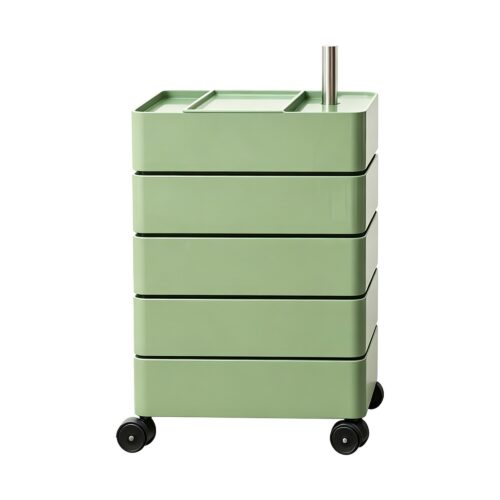 Rotating Storage Cabinet in Green, white-background rear or detail view
