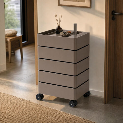 Rotating Storage Cabinet in Grey, lifestyle setting 2