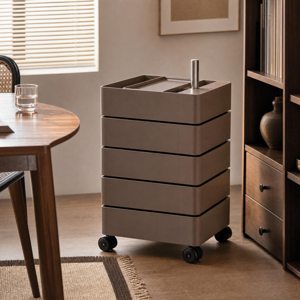 Rotating Storage Cabinet in Grey, lifestyle setting 3