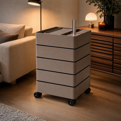 Rotating Storage Cabinet in Grey, lifestyle setting 4
