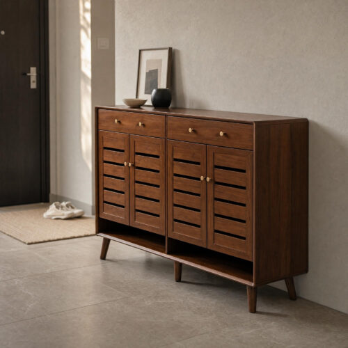 Rubberwood Shoe Cabinet, lifestyle setting 2