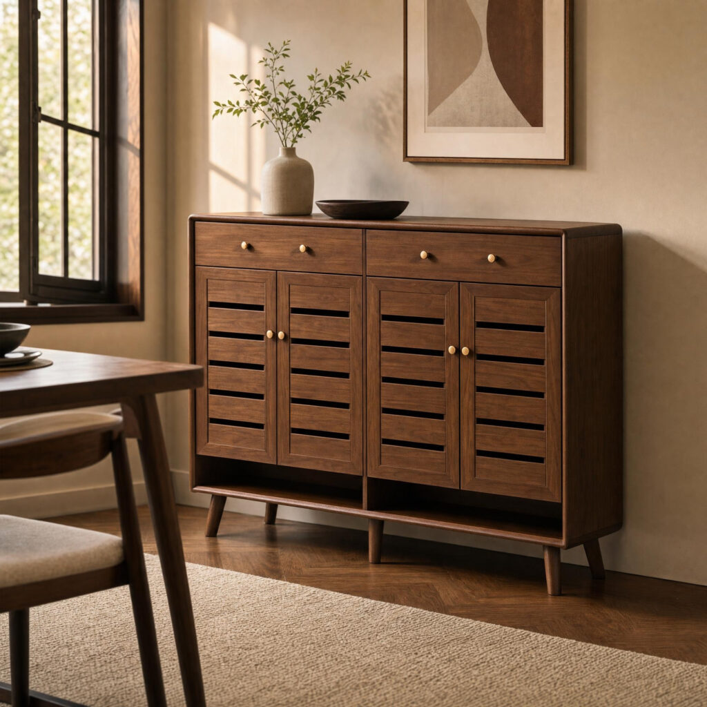 Rubberwood Shoe Cabinet, lifestyle setting 3