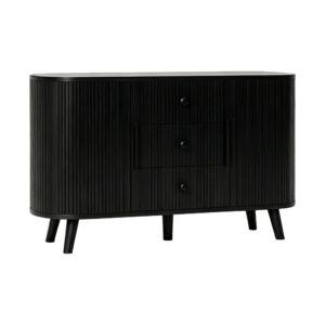 Mid-Century Modern Storage Cabinet in Black, white-background front or three-quarter view