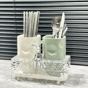 Ceramic Utensil Holder with Acrylic Base, styled campaign view