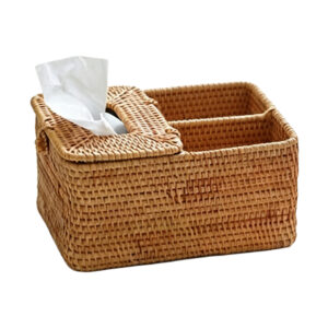 Hand Woven Storage Basket, white-background front or three-quarter view