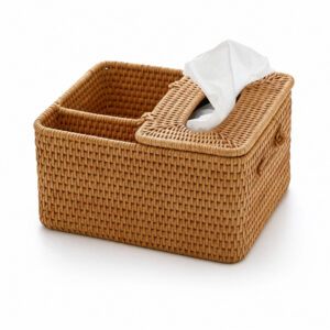 Hand Woven Storage Basket, white-background rear or detail view